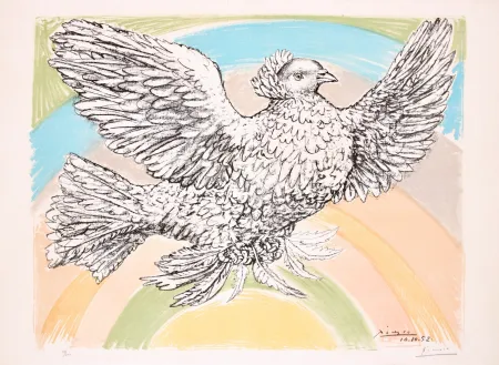 リトグラフ Picasso - Le Colombe Volant