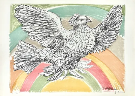 リトグラフ Picasso - Le Colombe Volant 