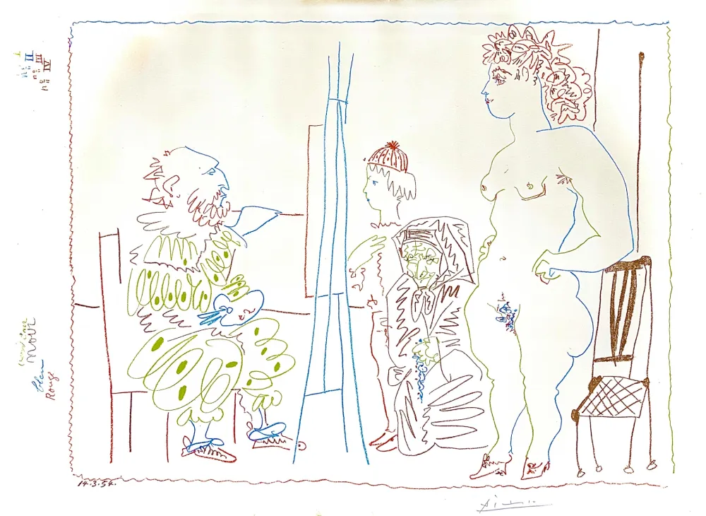 リトグラフ Picasso -  Le Modele et Deux Personnages 