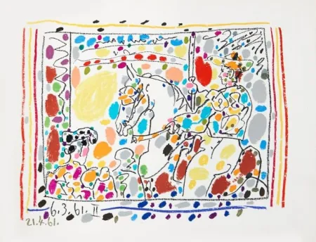 リトグラフ Picasso -  Le Picador II, 1961, Original Lithograph in 24 colours 