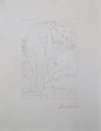 彫版 Picasso - Le repos du sculpteur devant un nu à la draperie, pl. 51 (B160 Vollard)