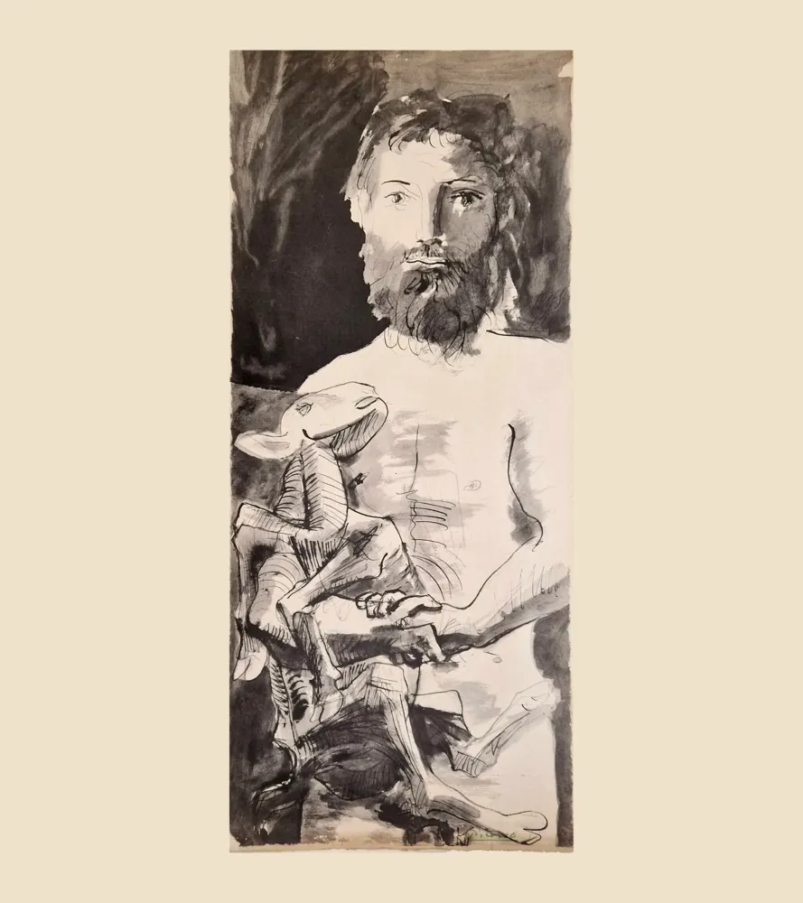 リトグラフ Picasso - L'HOMME AU MOUTON (1967)