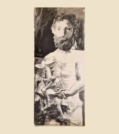 リトグラフ Picasso - L'HOMME AU MOUTON (1967)