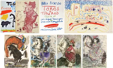 挿絵入り本 Picasso - Luis Miguel Dominguin. TOROS Y TOREROS. Avec lithographies en couleurs par F. Mourlot d'après Picasso (1961-1962)