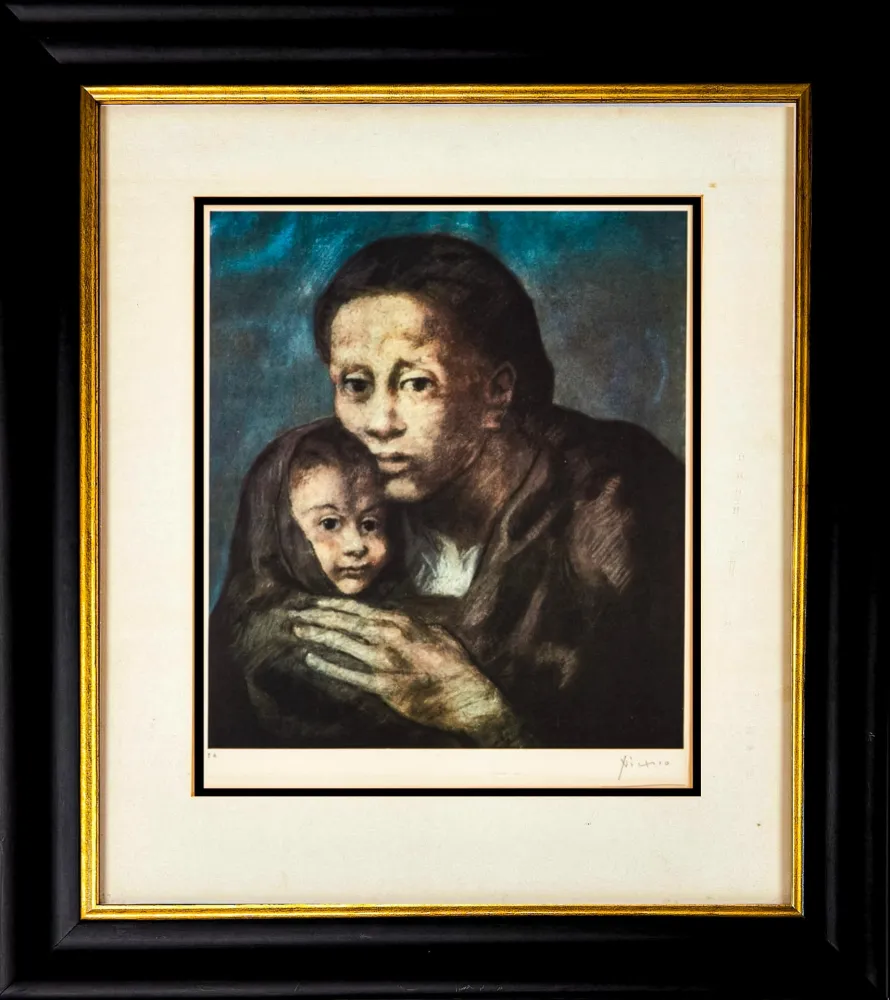 リトグラフ Picasso - Mère et enfant au fichu