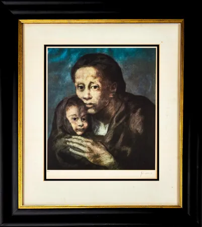 リトグラフ Picasso - Mère et enfant au fichu