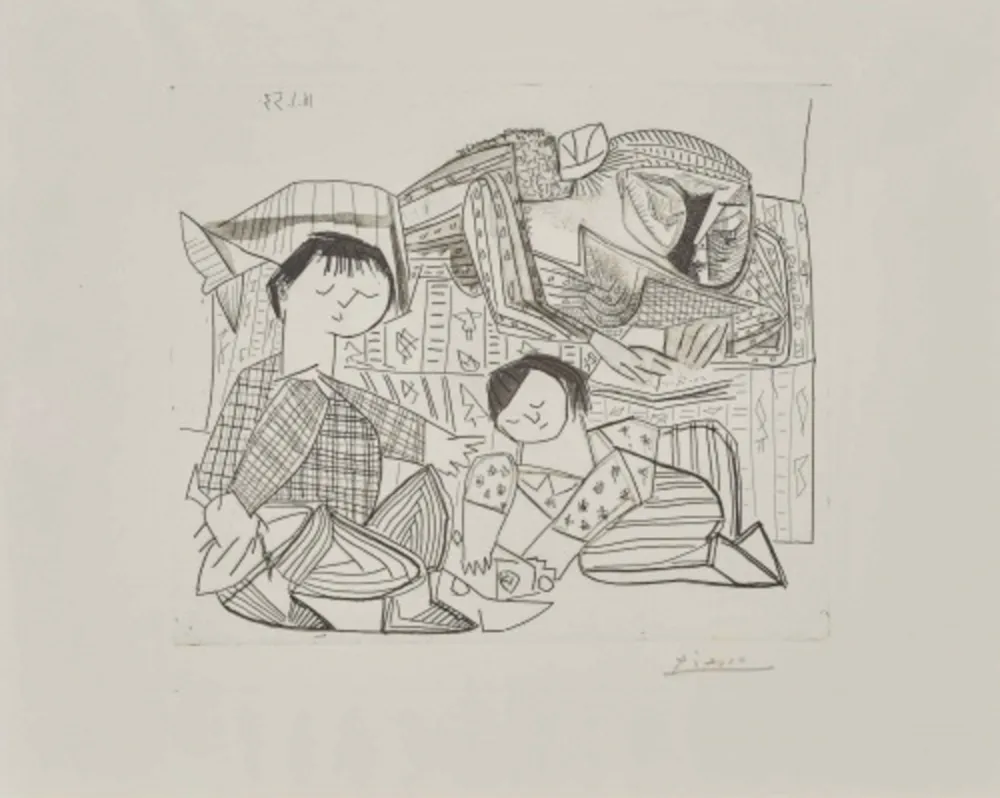 エッチングと　アクチアント Picasso - Mere et Enfants