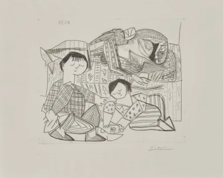 エッチングと　アクチアント Picasso - Mere et Enfants