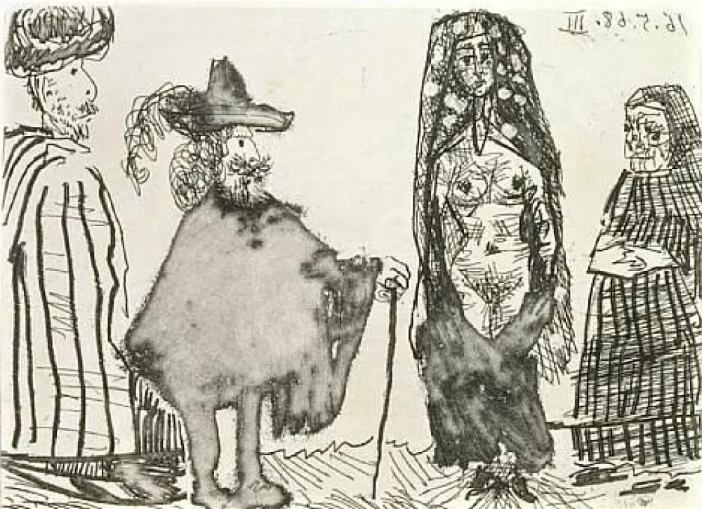 エッチングと　アクチアント Picasso - Mille et une nuits et Celestine: la jeune esclave