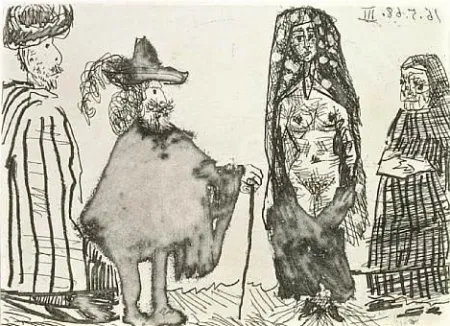 エッチングと　アクチアント Picasso - Mille et une nuits et Celestine: la jeune esclave