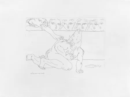 彫版 Picasso - Minotaure mourant et jeune fille pitoyable