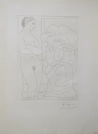 彫版 Picasso - Modèle et Grande Tête Sculptée (B170 Vollard)