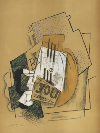 ステンシル Picasso - Nature Morte Papiers collés (1912) de l'album : Douze Contemporains par J. Lassaigne (1959)
