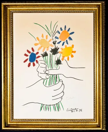 リトグラフ Picasso - Pablo Picasso (1881–1973) – Bouquet de Fleurs – Color lithograph on Arches paper – 1958