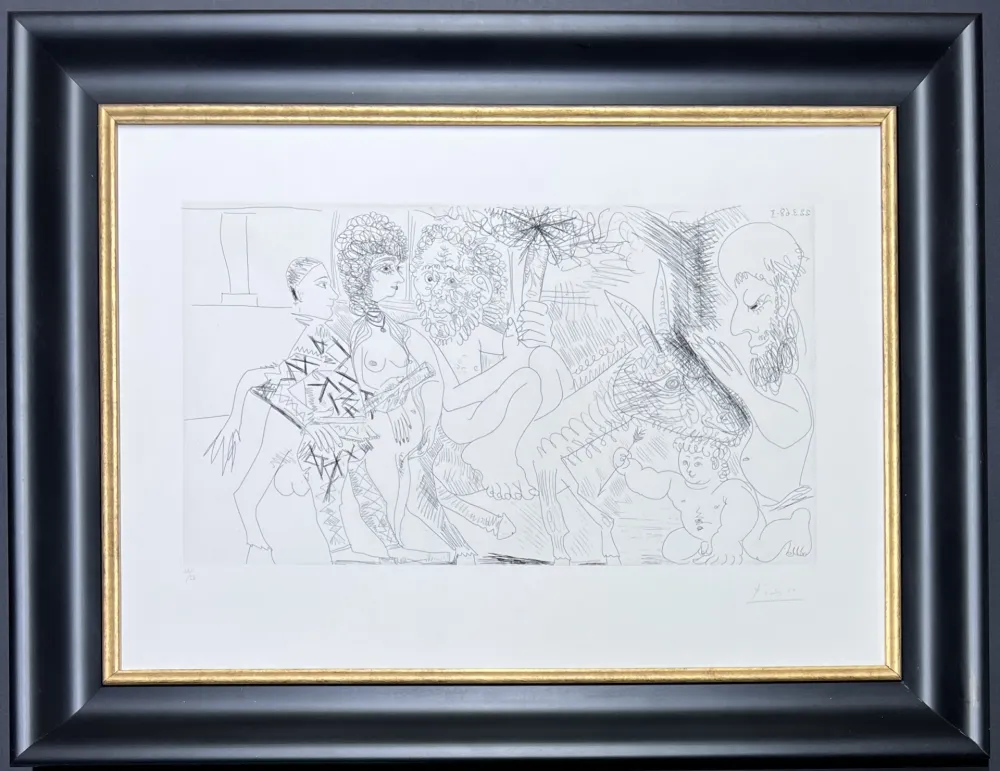 彫版 Picasso - Pablo Picasso ( 1881 – 1973 ) – hand-signed etching on BFK Rives paper - 1968