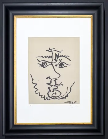 リトグラフ Picasso - Pablo Picasso ( 1881 – 1973 )– Visage – hand-signed Lithograph on Rives BFK paper – 1967