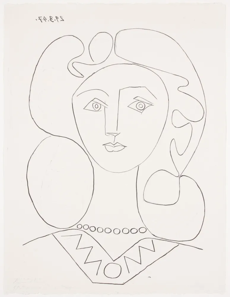 リトグラフ Picasso - Pablo Picasso- La Femme au Collier, Portrait of Françoise, 1947