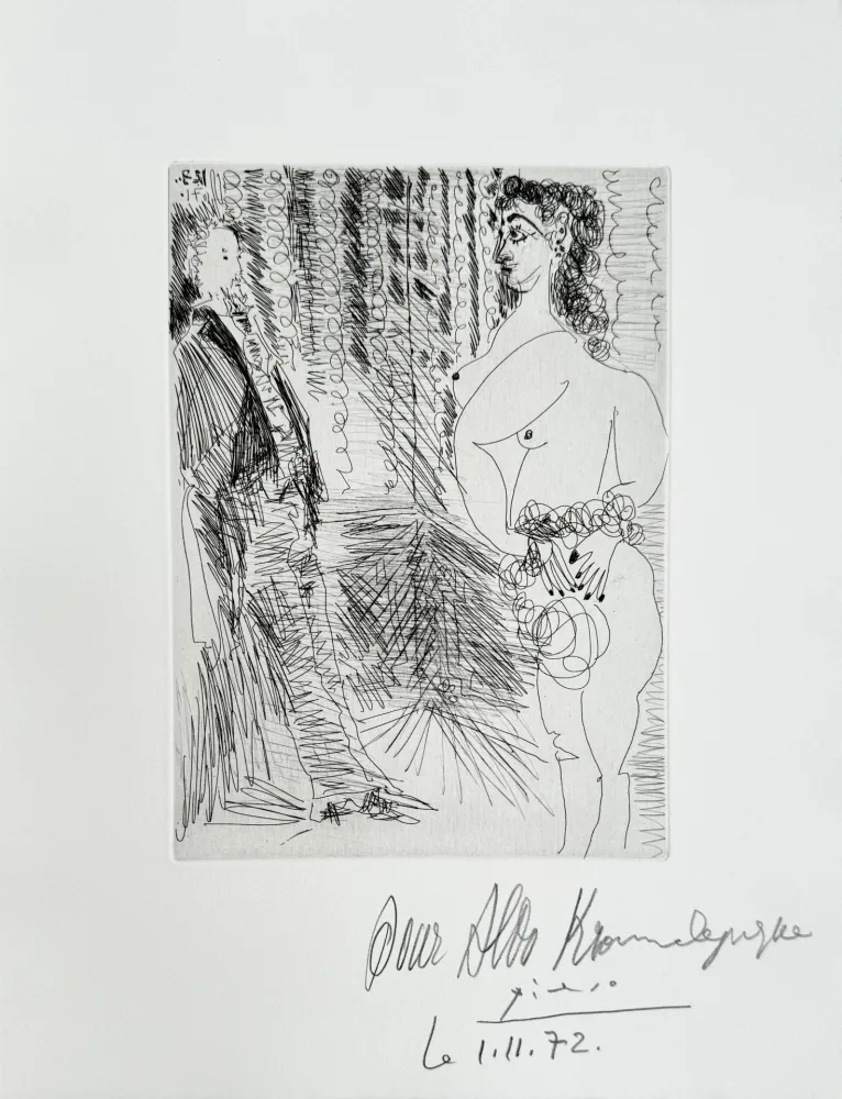 彫版 Picasso - Pablo Picasso – Le Cabinet particulier, Degas et une fille