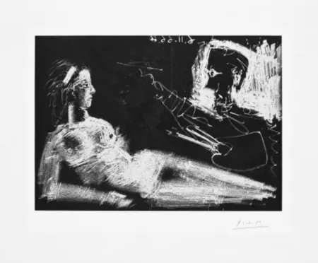 エッチングと　アクチアント Picasso - Peintre et modèle au bandeau
