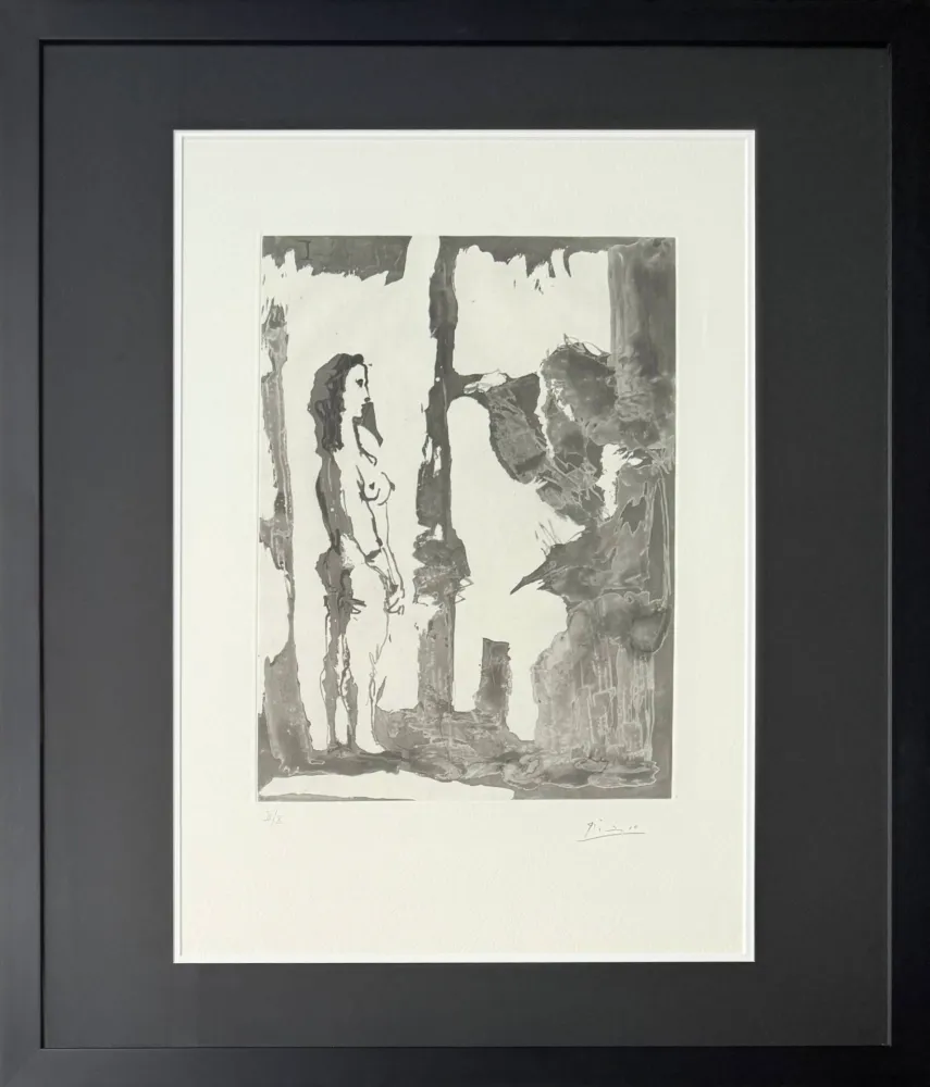 エッチングと　アクチアント Picasso - Peintre et modèle aux cheveux longs