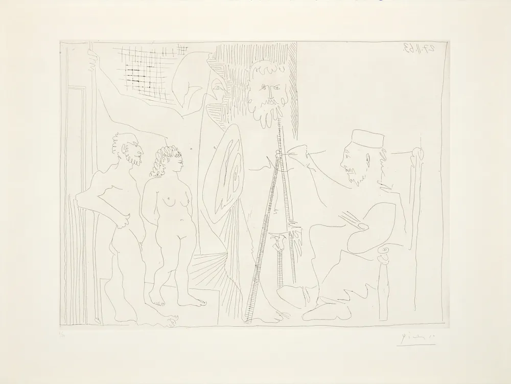 彫版 Picasso - Peintre néo-classique dans son atelier