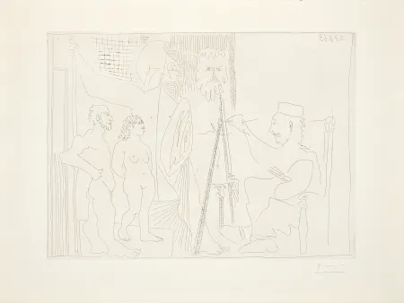 彫版 Picasso - Peintre néo-classique dans son atelier