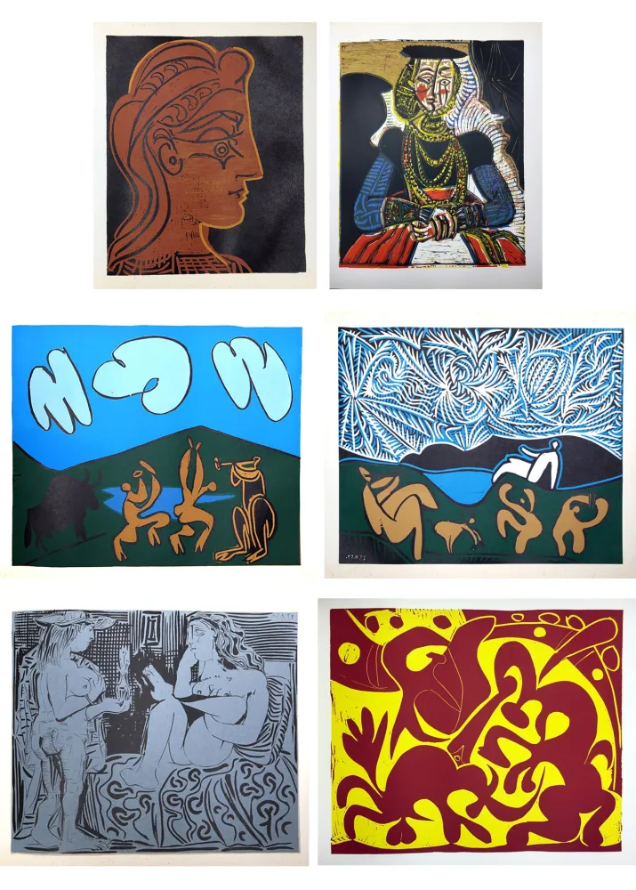 挿絵入り本 Picasso - PICASSO LINOGRAVURES (Picasso Linocuts). Cercle d'Art, Paris 1962