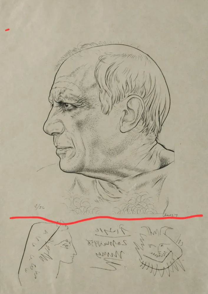 彫版 Picasso - Portrait of Pablo Picasso with Remarques for Témoignage, 1956