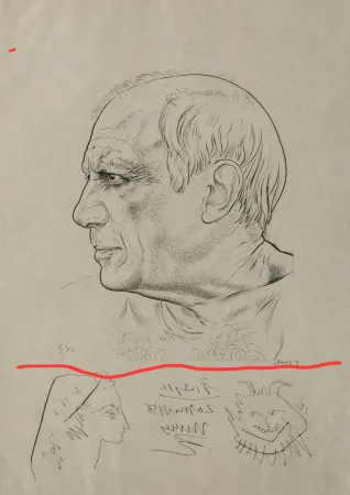 彫版 Picasso - Portrait of Pablo Picasso with Remarques for Témoignage, 1956
