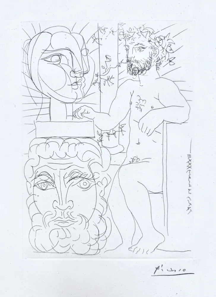 彫版 Picasso - Sculpteur et Deux Têtes sculptées