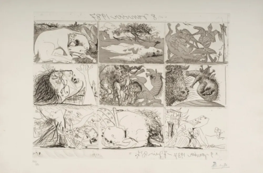 エッチングと　アクチアント Picasso - Sueno y Mentira de Franco