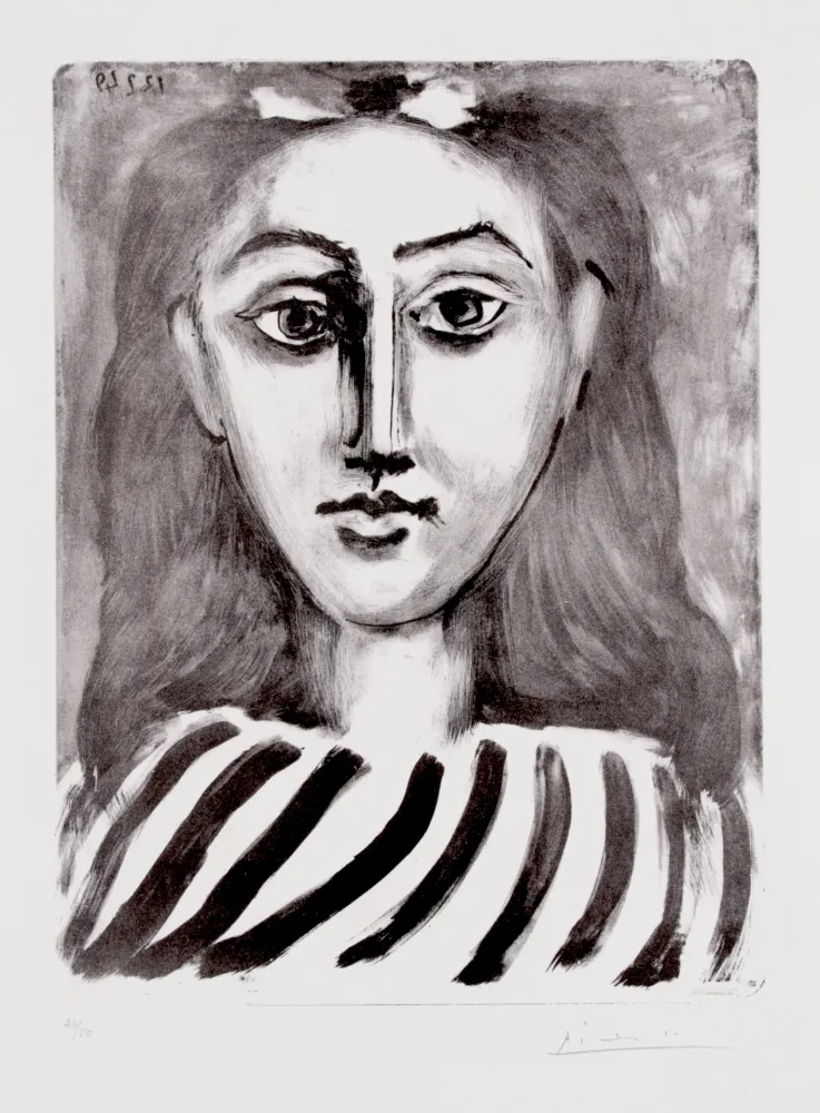 リトグラフ Picasso - Tête de jeune fille – Portrait de Françoise