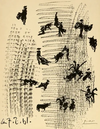 リトグラフ Picasso - Toros y toreros