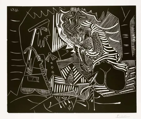 リノリウム彫版 Picasso - Variation sur 'Le Déjeuner sur l'herbe'