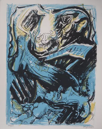 リトグラフ Pignon - Amoureux : Sérénade à la Guitare