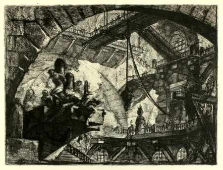 彫版 Piranesi - Prisoners on a projecting Platform (Carceri X)