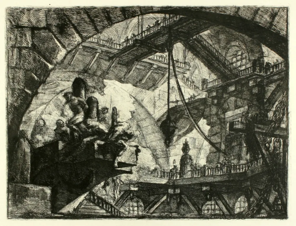 彫版 Piranesi - Prisoners on a Projecting Platform (No. 10 from 