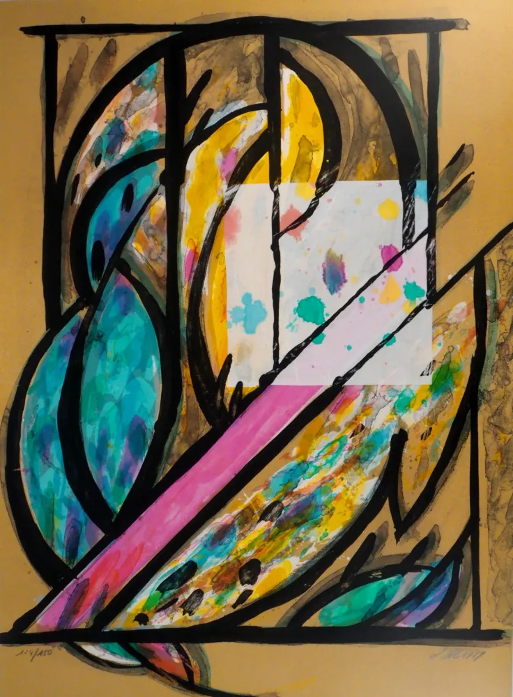 リトグラフ Poli - Couple de Perruches