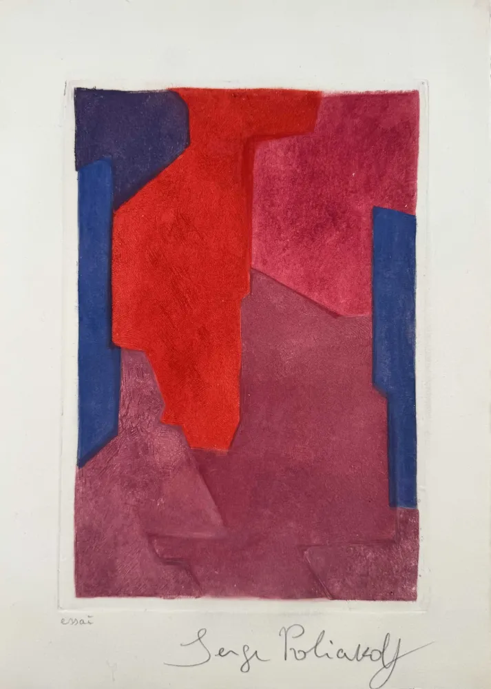 エッチングと　アクチアント Poliakoff - Composition mauve, bleue et rouge XXI 