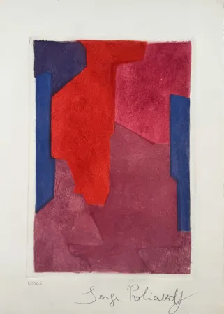 エッチングと　アクチアント Poliakoff - Composition mauve, bleue et rouge XXI 