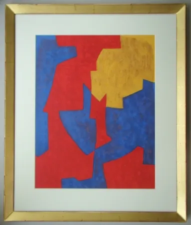 リトグラフ Poliakoff - Composition rouge, bleue et jaune