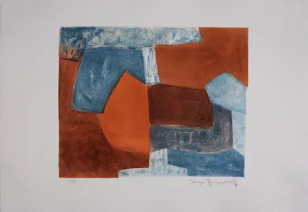 アクチアント Poliakoff - Composition rouge et bleue XXXVI, 1969 - Hand-signed