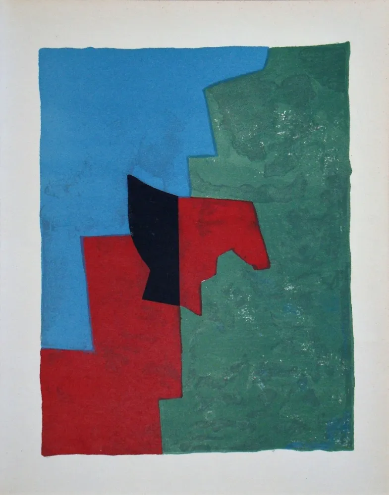 リトグラフ Poliakoff - Composition rouge, verte et bleue