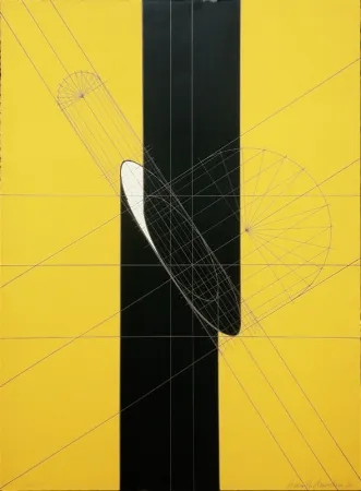 リトグラフ Pomodoro - Untitled (Slashed column)