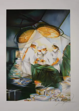 リトグラフ Poulet - Le chirurgien