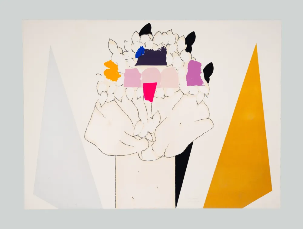 シルクスクリーン Pozzati - A che punto siamo con i fiori