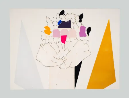 シルクスクリーン Pozzati - A che punto siamo con i fiori