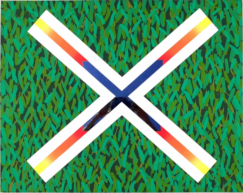 シルクスクリーン Pozzati - Croce di Sant'Andrea