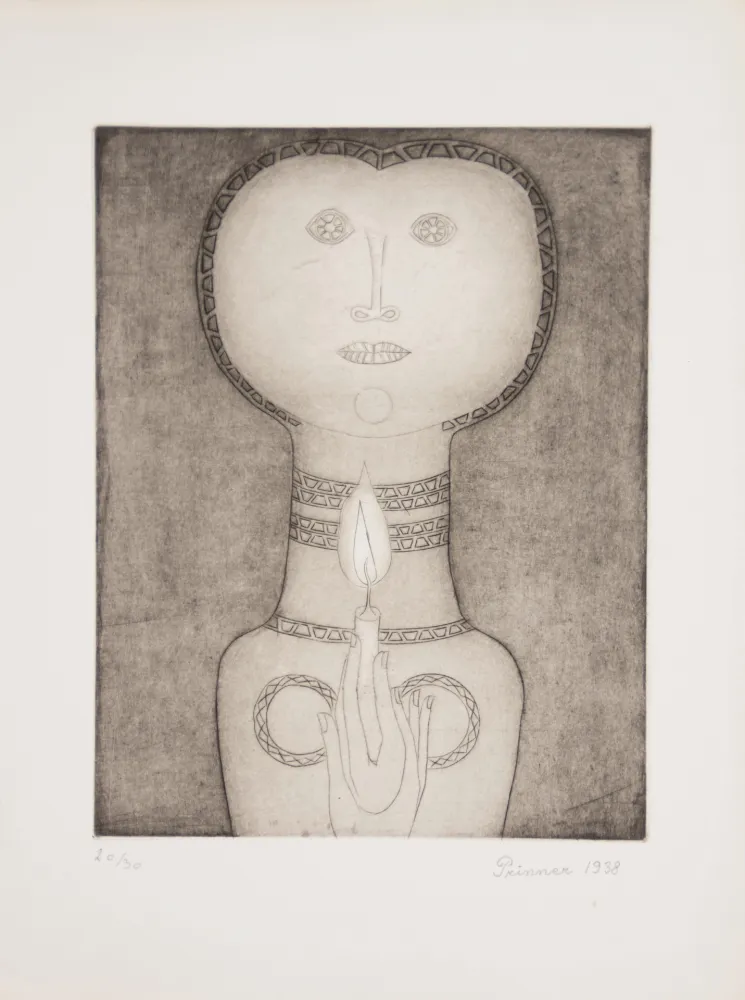 エッチング Prinner - Femme à la Bougie.