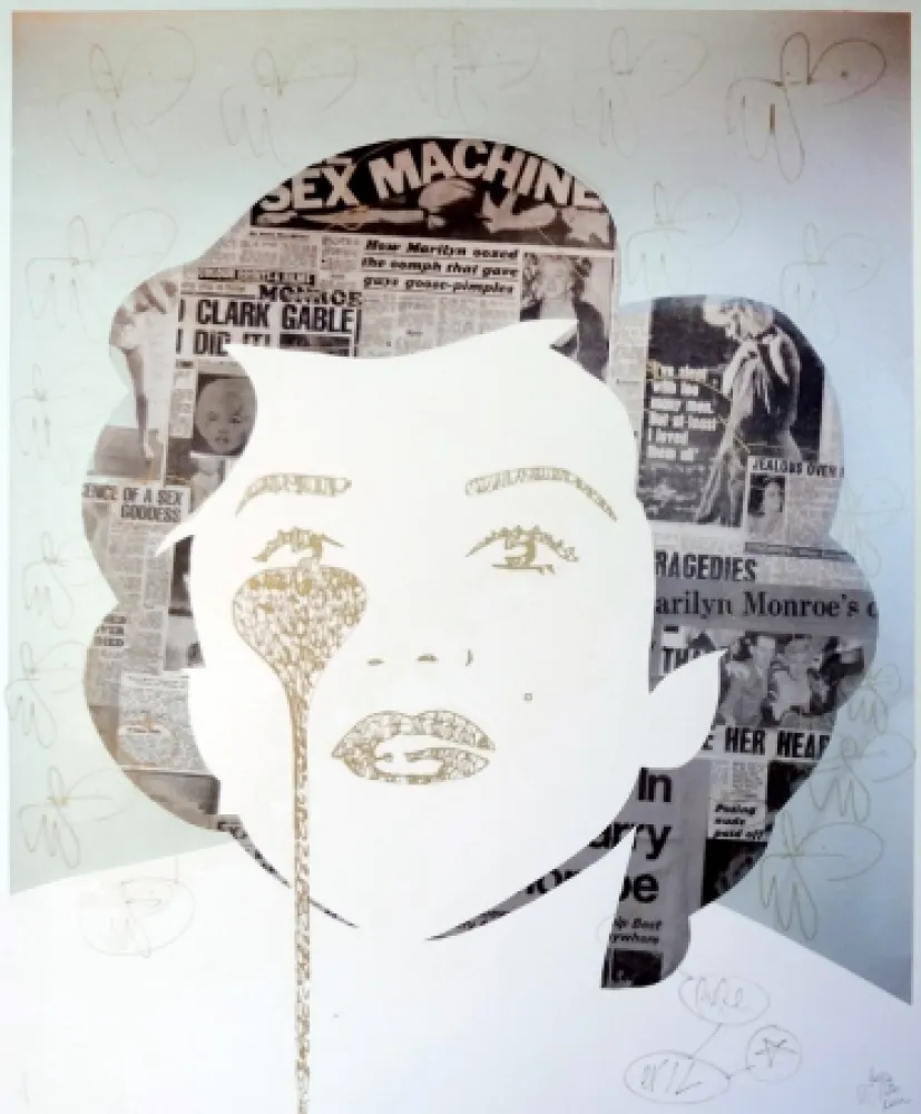 シルクスクリーン Pure Evil - The last Marilyn (golden ink face)